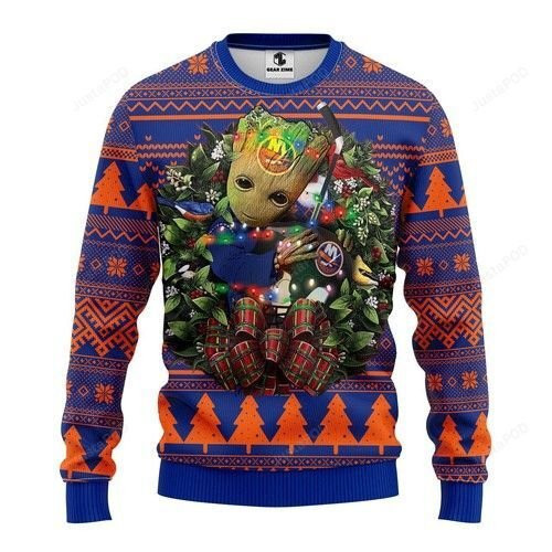 New York Islanders Groot Hug Ugly Christmas Sweater,