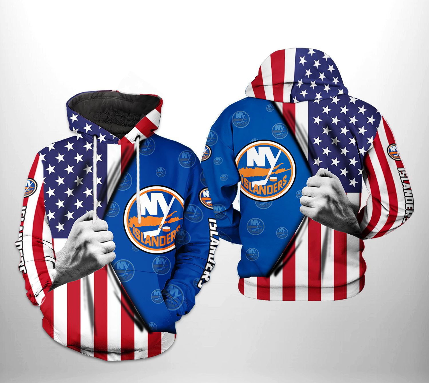 New York Islanders NHL US FLag 3D All Over Print Hoodie & Zip Hoodie