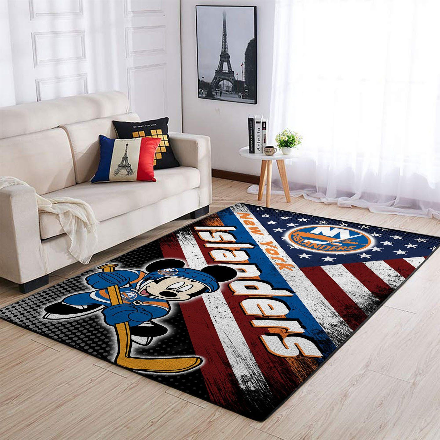 New York Islanders Team Logo Mickey Us Rectangle Area Rug – Full Print Carpet For Living Room & Bedroom Home Decor