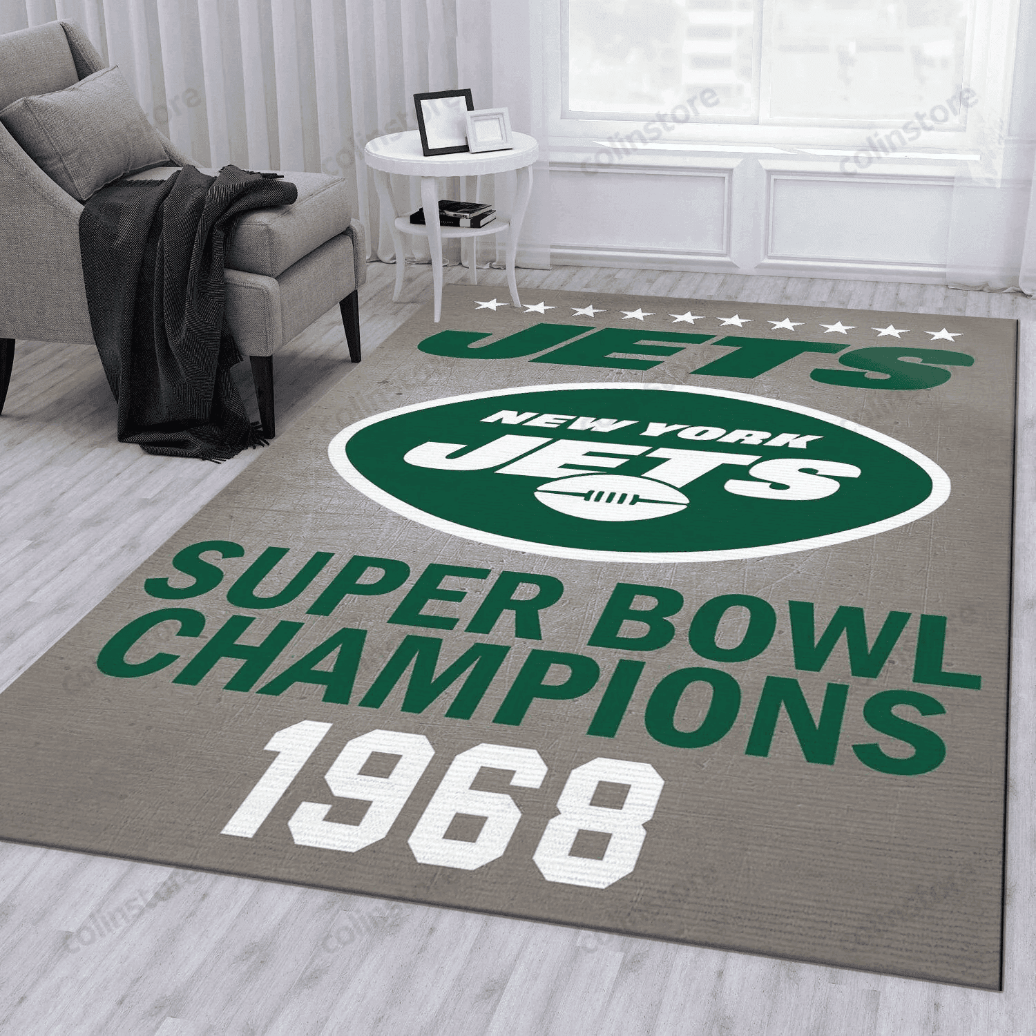 New York Jets 1968 3D Rectangle Area Rug – Full Print Carpet For Living Room & Bedroom Home Decor
