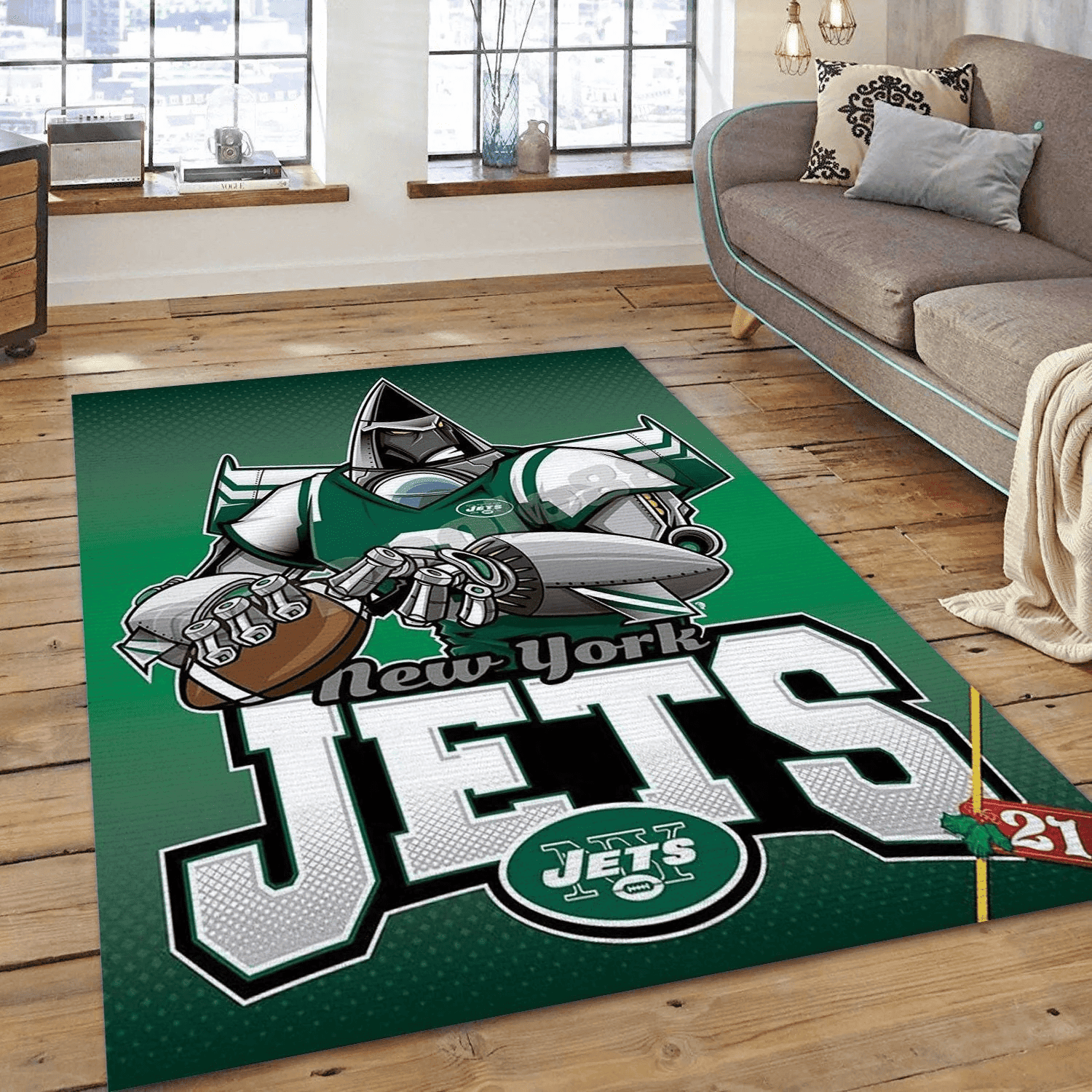 New York Jets 3D Rectangle Area Rug – Full Print Carpet For Living Room & Bedroom Home Decor