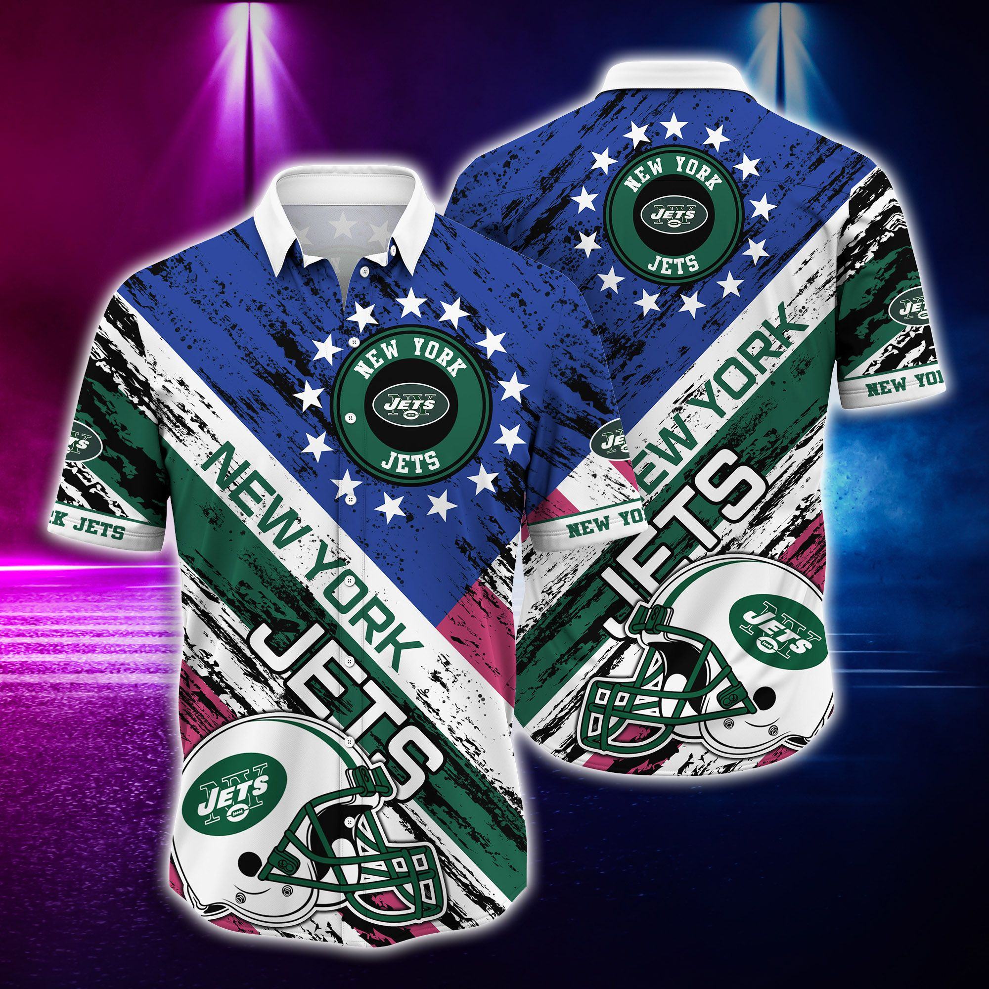 New York Jets All-American Helmet Aloha Hawaiian Shirt for Men & Women