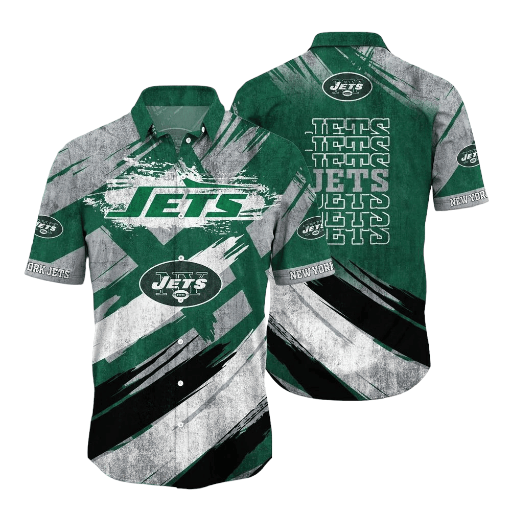 New York Jets Bold Brush Aloha Hawaiian Shirt for Men & Women
