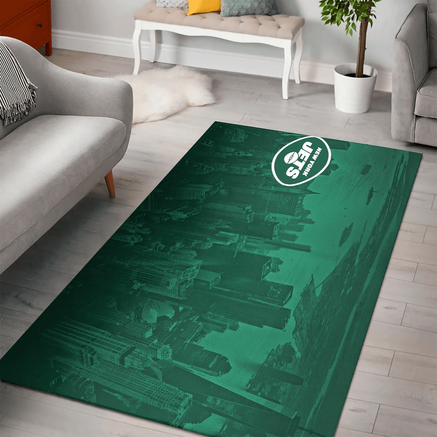 New York Jets City 3D Full Print Rectangle Area Rug – Full Print Carpet For Living Room & Bedroom Home Decor