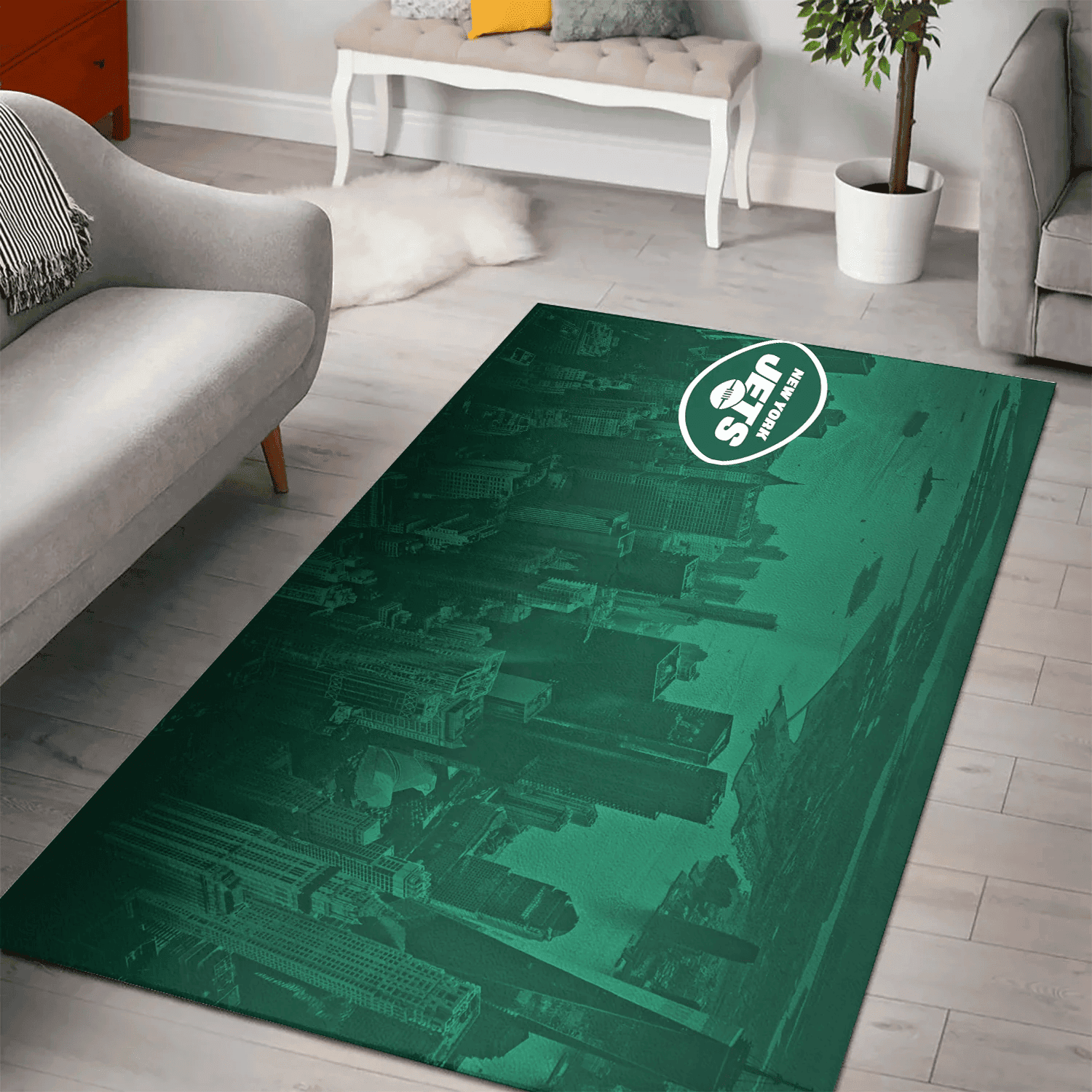 New York Jets City 3D Full Print Rectangle Area Rug – Full Print Carpet For Living Room & Bedroom Home Decor