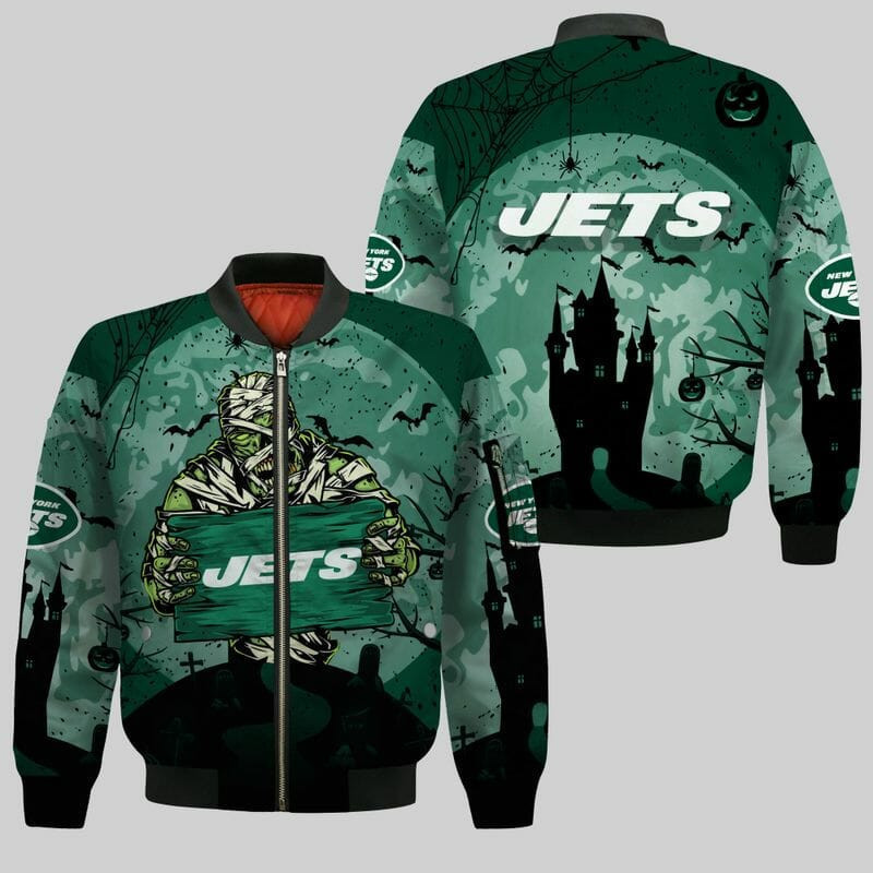 New York Jets Green Mummy Halloween Bomber Jacket | NFL Team Jacket for Men & Women | Football Fan Gift