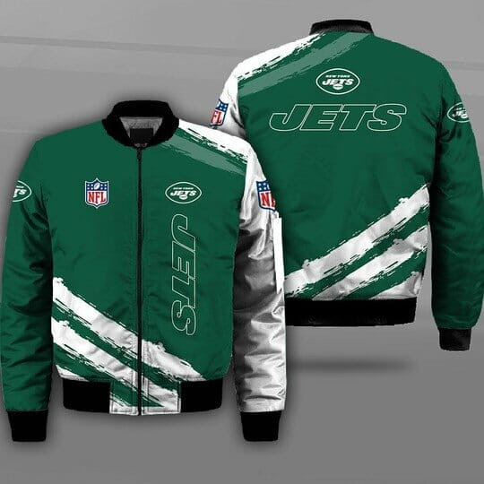 New York Jets Green White Bomber Jacket | NFL Team Jacket for Men & Women | Football Fan Gift