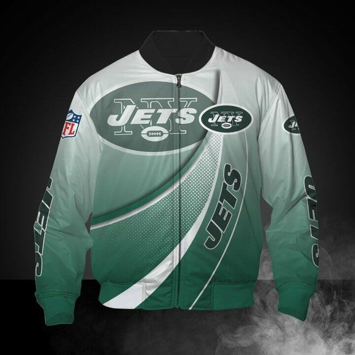 New York Jets Green White Bomber Jacket | NFL Team Jacket for Men & Women | Football Fan Gift