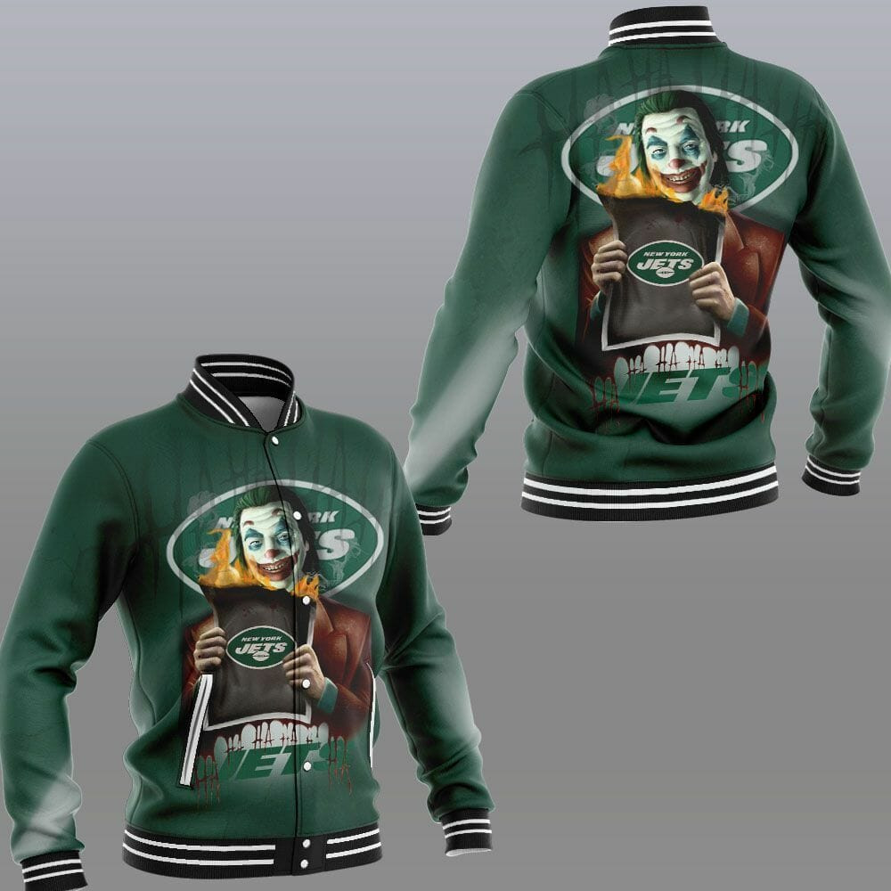New York Jets Joker Green Varsity Baseball Jacket for Men & Women | NFL Team Fan Gift
