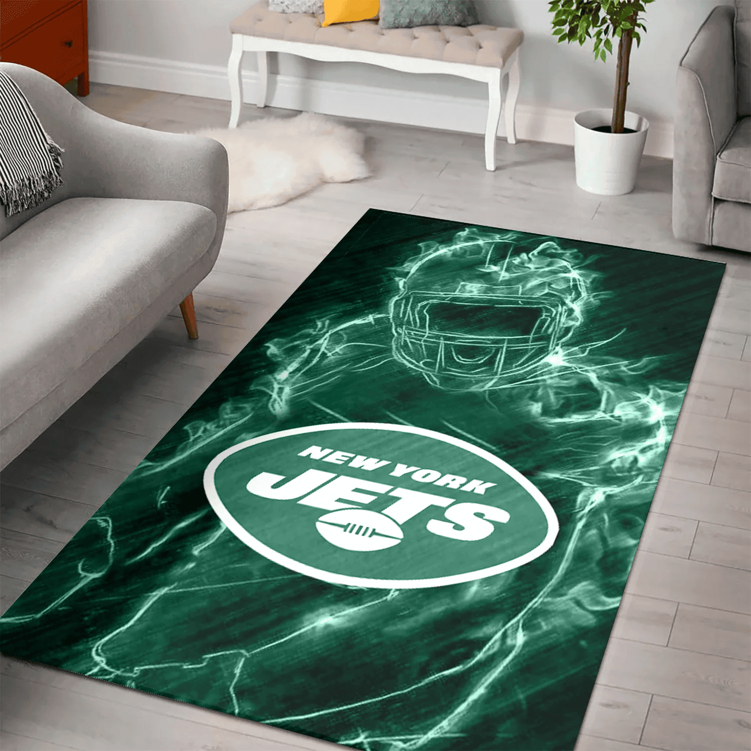 New York Jets Legend 3D Full Print Rectangle Area Rug – Full Print Carpet For Living Room & Bedroom Home Decor