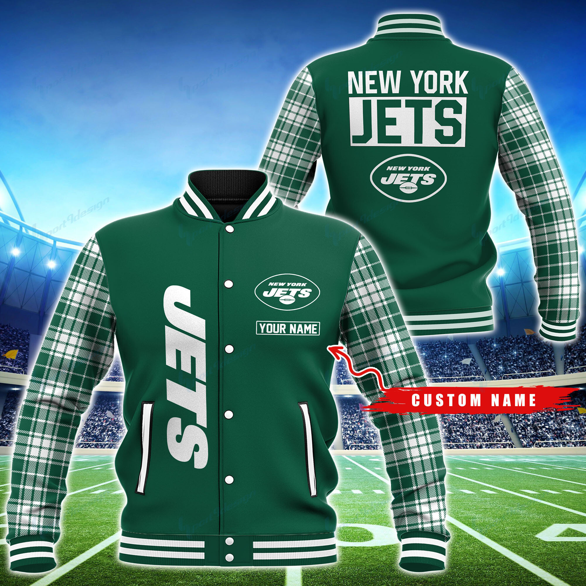 New York Jets Personalized Baseball Jacket for Men & Women | NFL Team Fan Gift
