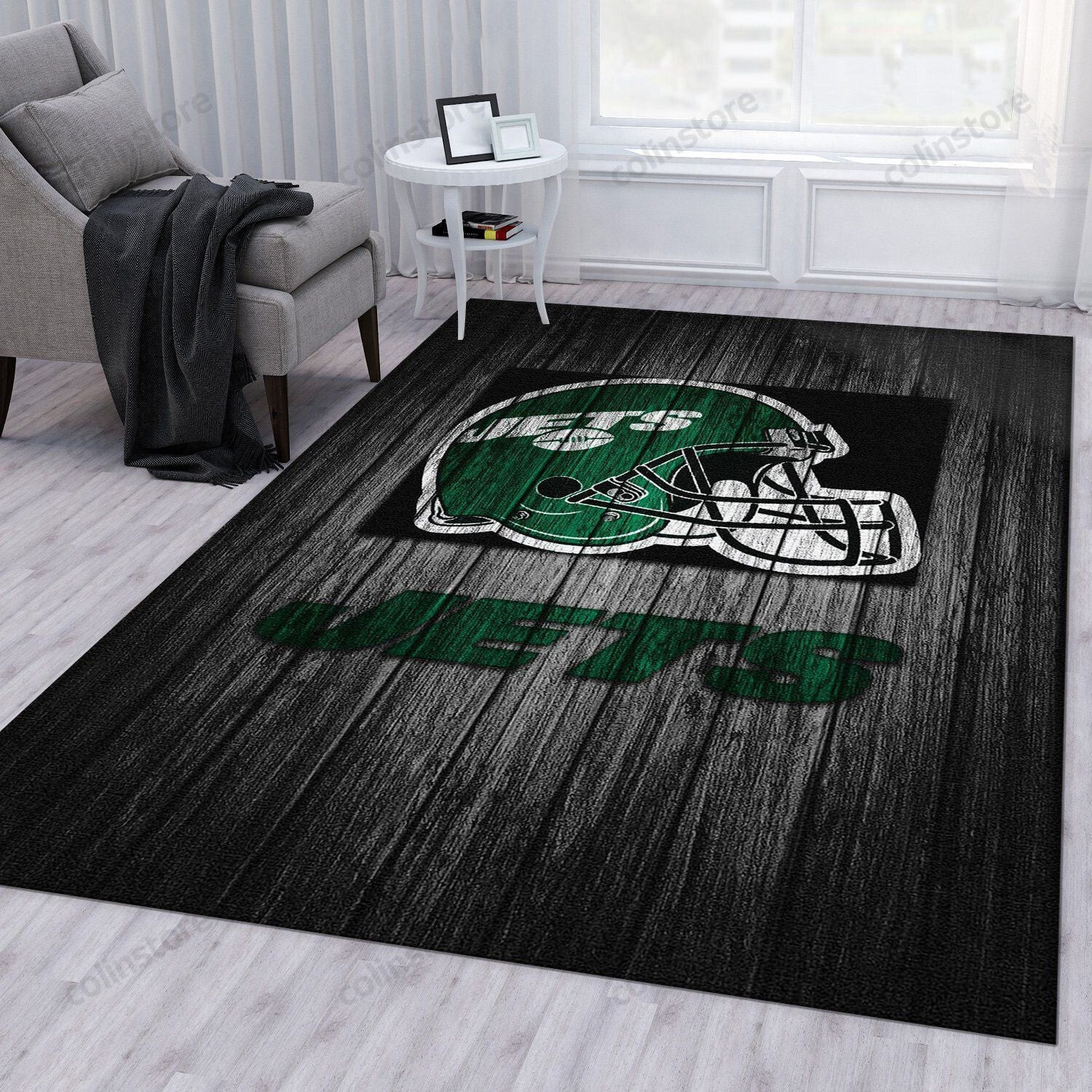 New York Jets Rectangle Area Rug – Full Print Carpet For Living Room & Bedroom Home Decor