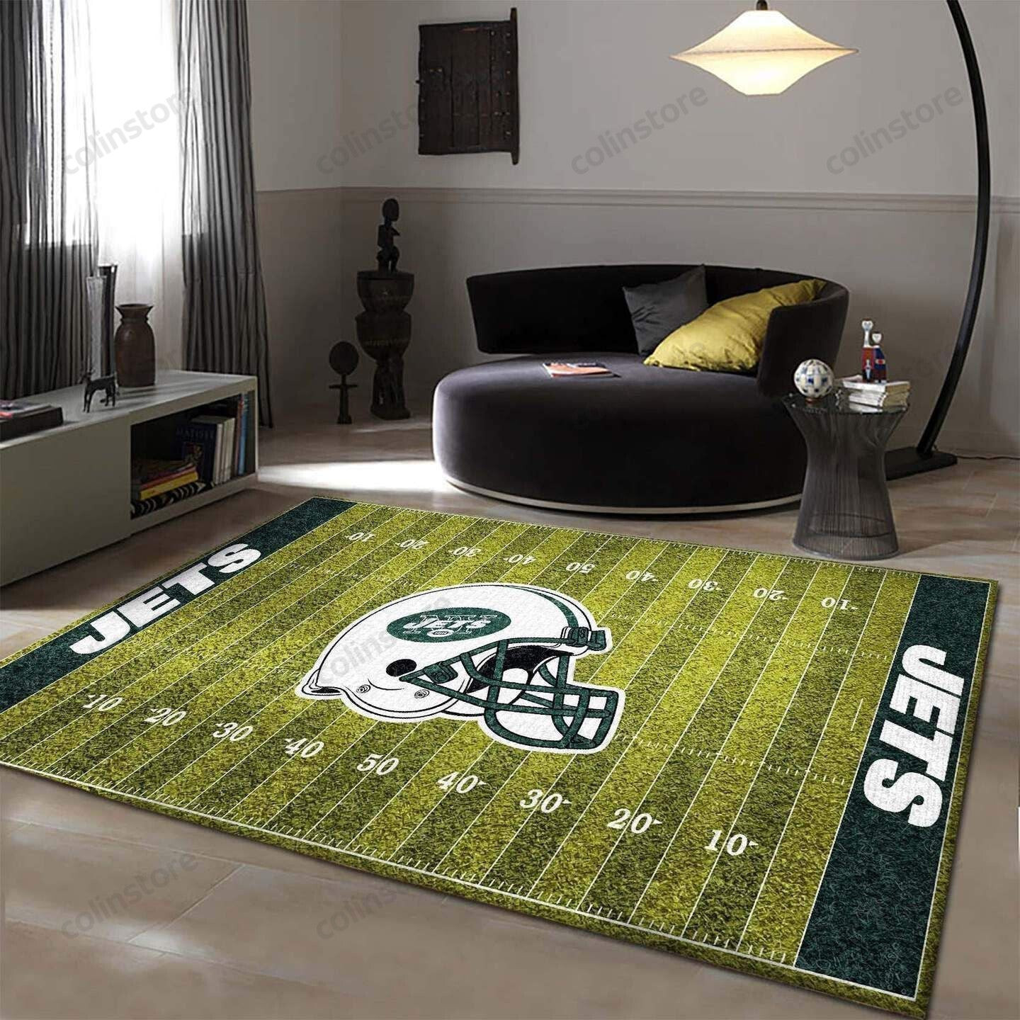 New York Jets Rectangle Area Rug – Full Print Carpet For Living Room & Bedroom Home Decor