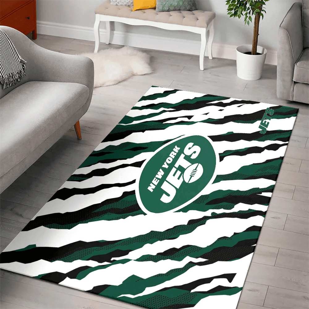 New York Jets Rectangle Area Rug – Full Print Carpet For Living Room & Bedroom Home Decor