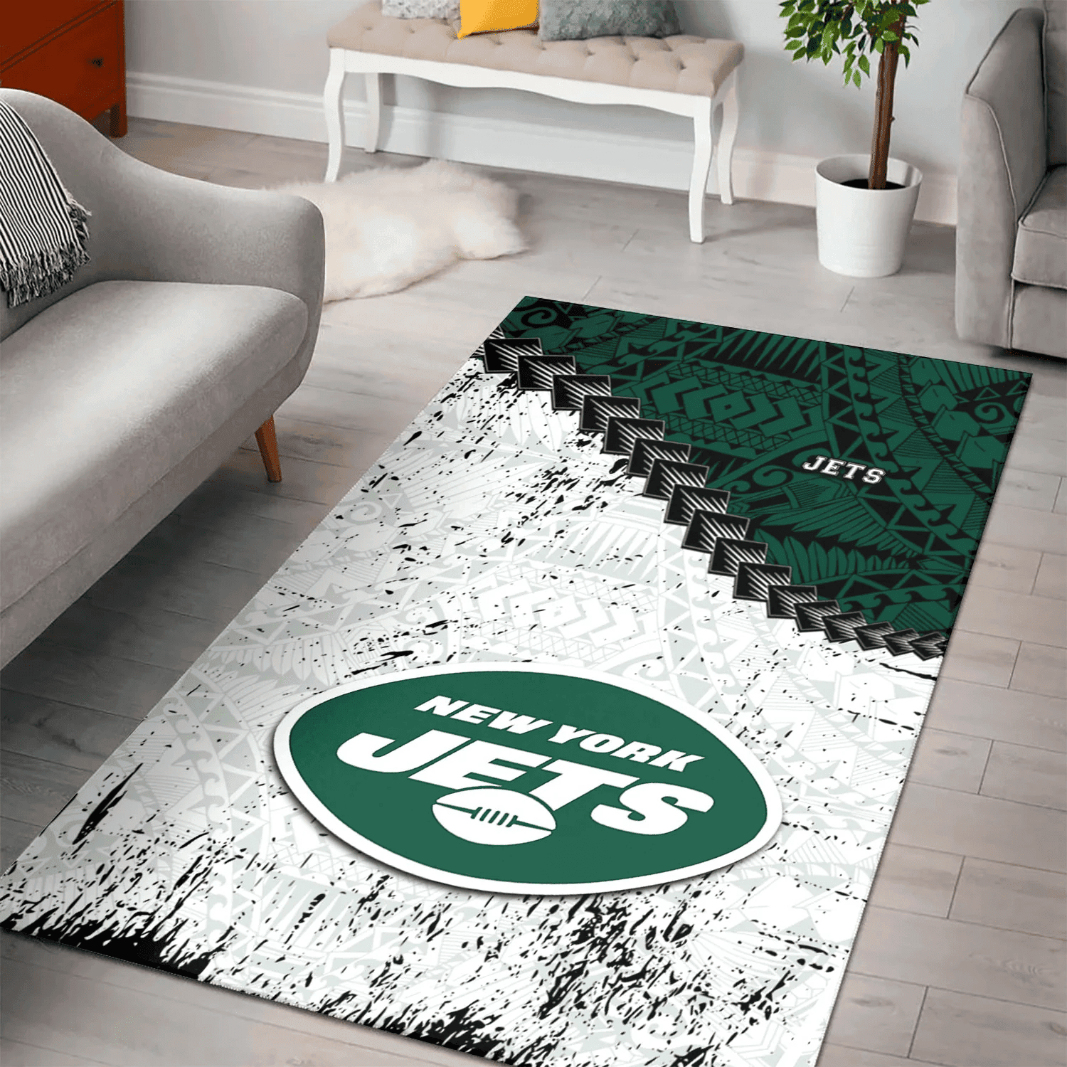 New York Jets Rectangle Area Rug – Full Print Carpet For Living Room & Bedroom Home Decor
