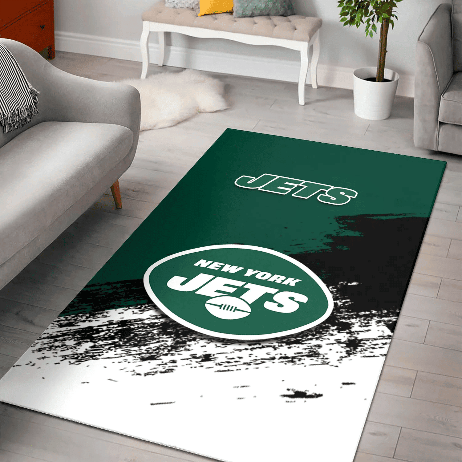New York Jets Rectangle Area Rug – Full Print Carpet For Living Room & Bedroom Home Decor