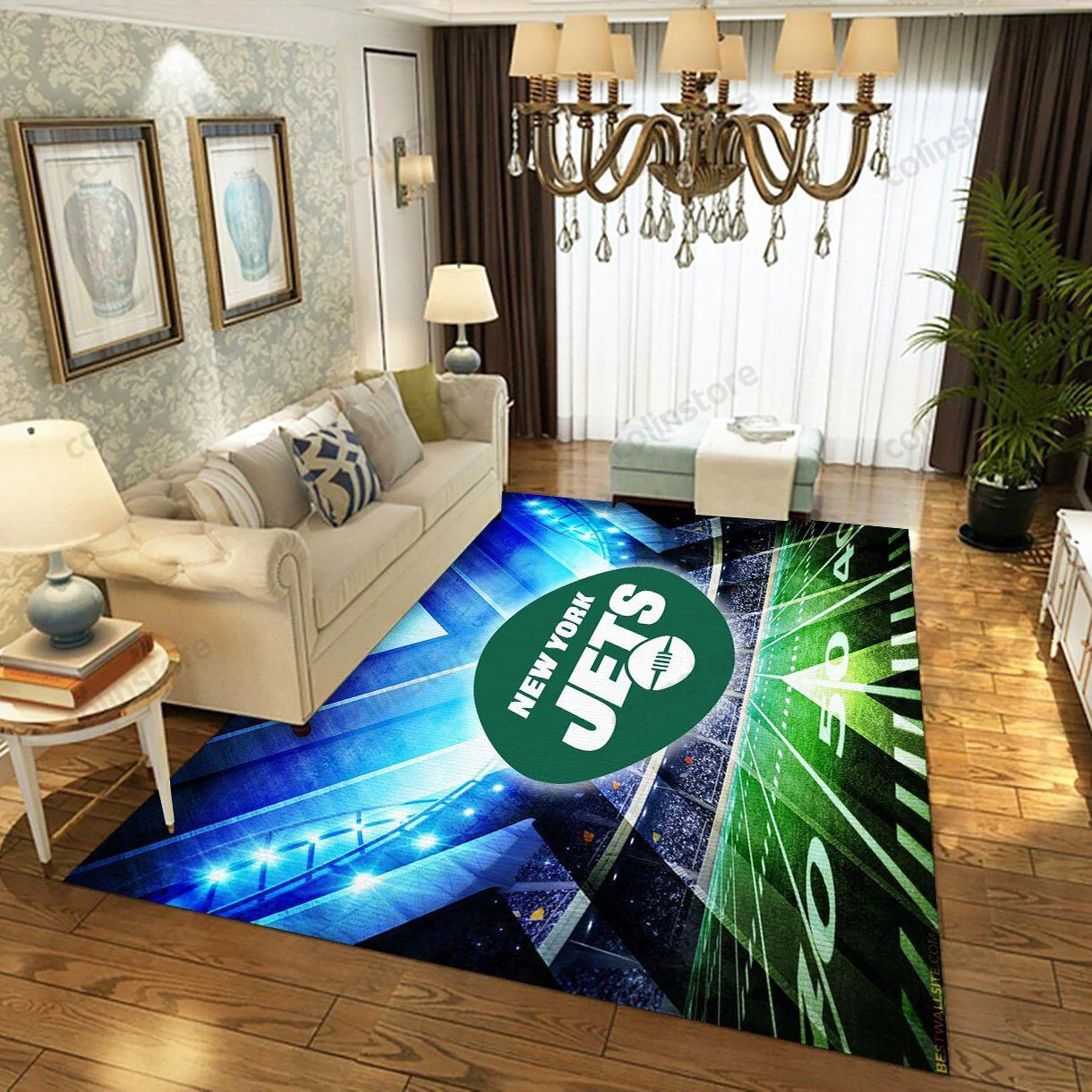 New York Jets Rectangle Area Rug – Full Print Carpet For Living Room & Bedroom Home Decor