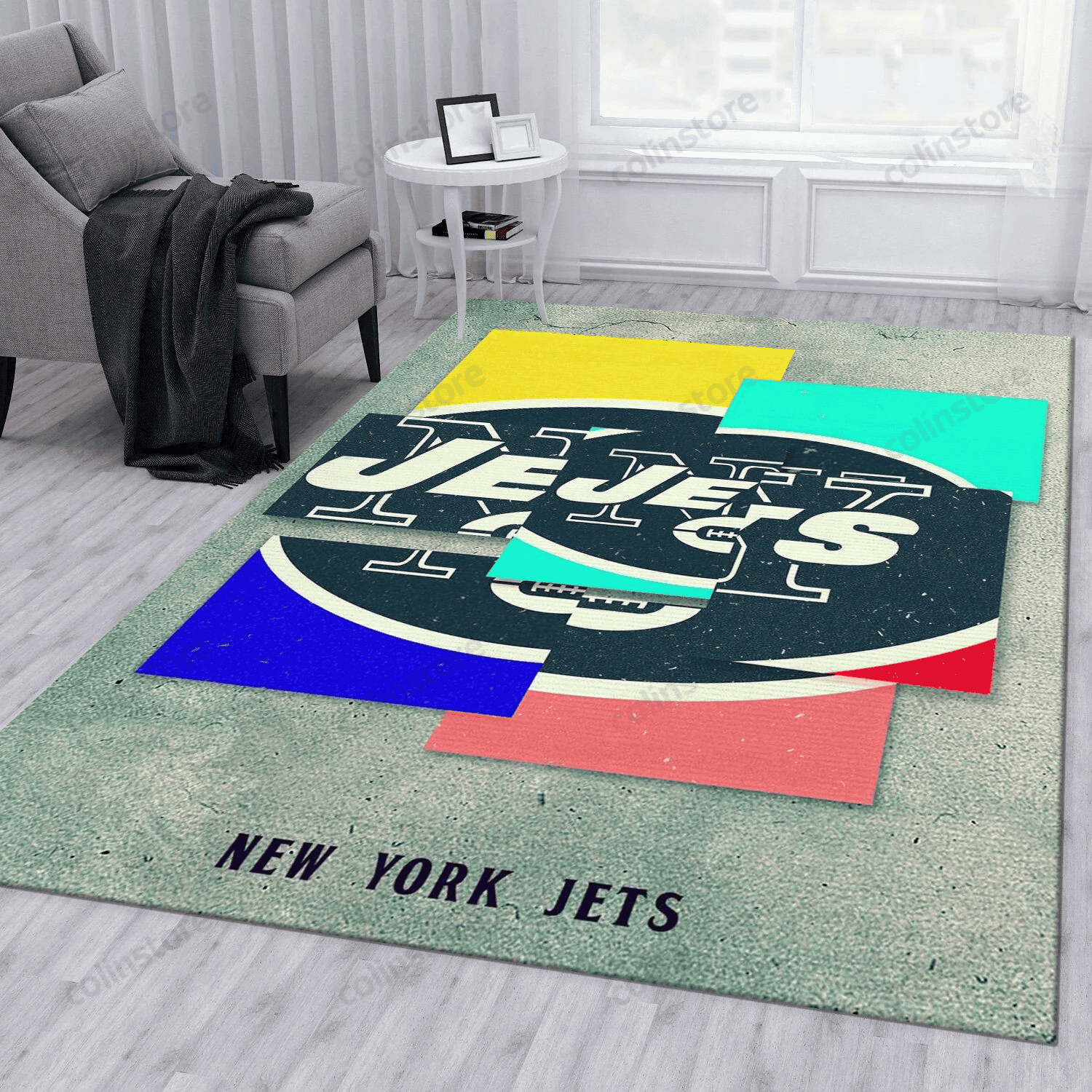 New York Jets Rectangle Area Rug – Full Print Carpet For Living Room & Bedroom Home Decor