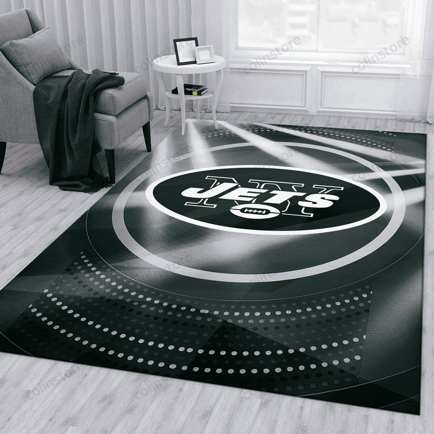 New York Jets Rectangle Area Rug – Full Print Carpet For Living Room & Bedroom Home Decor