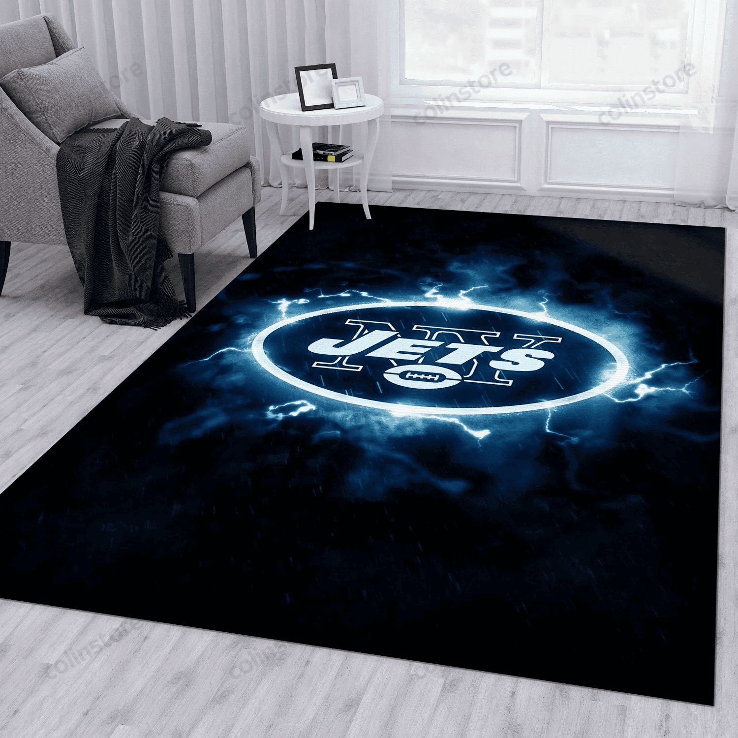 New York Jets Rectangle Area Rug – Full Print Carpet For Living Room & Bedroom Home Decor