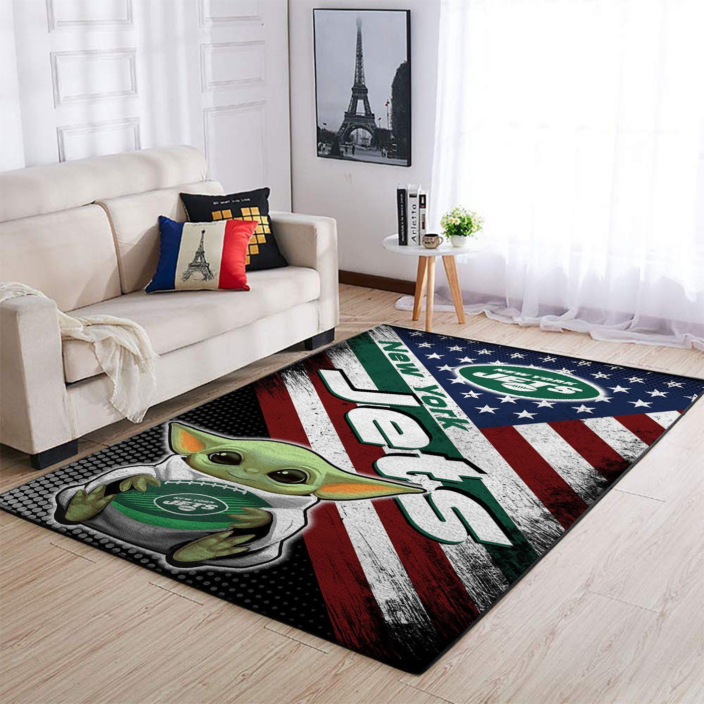 New York Jets Team Logo Baby Yoda Us Rectangle Area Rug – Full Print Carpet For Living Room & Bedroom Home Decor