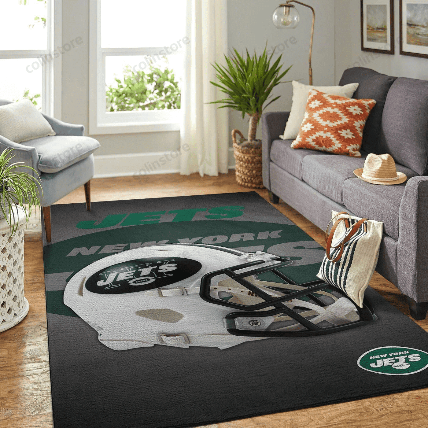 New York Jets Team Logo Helmet Nice Gift Rectangle Area Rug – Full Print Carpet For Living Room & Bedroom Home Decor