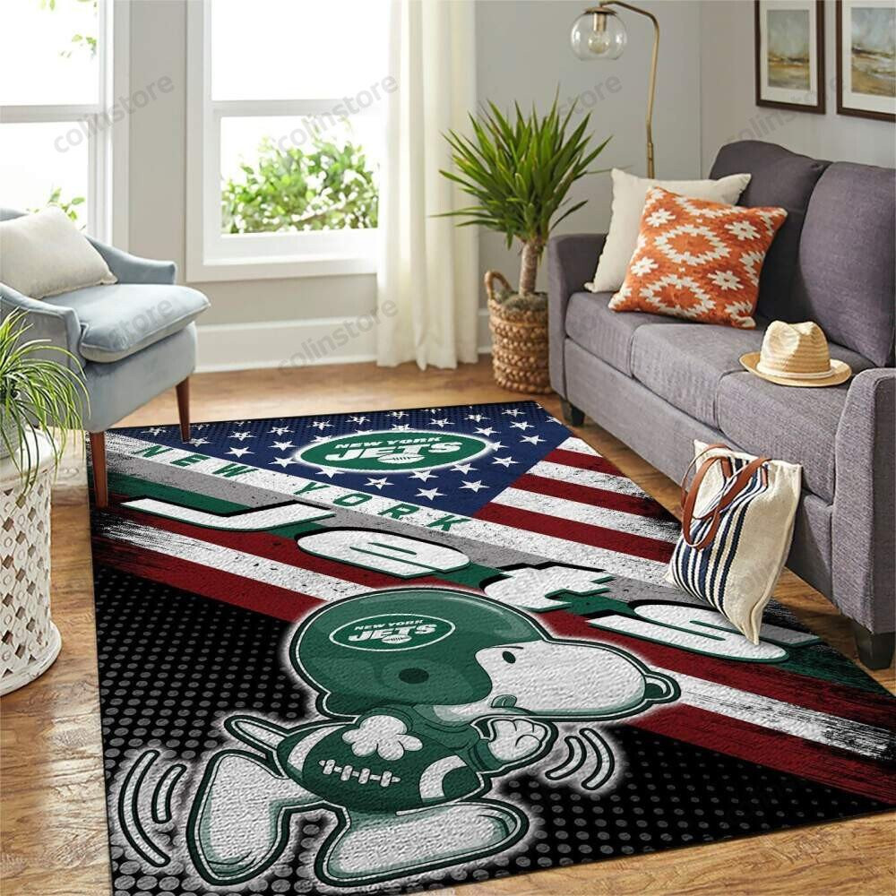New York Jets Team Logo Rectangle Area Rug – Full Print Carpet For Living Room & Bedroom Home Decor