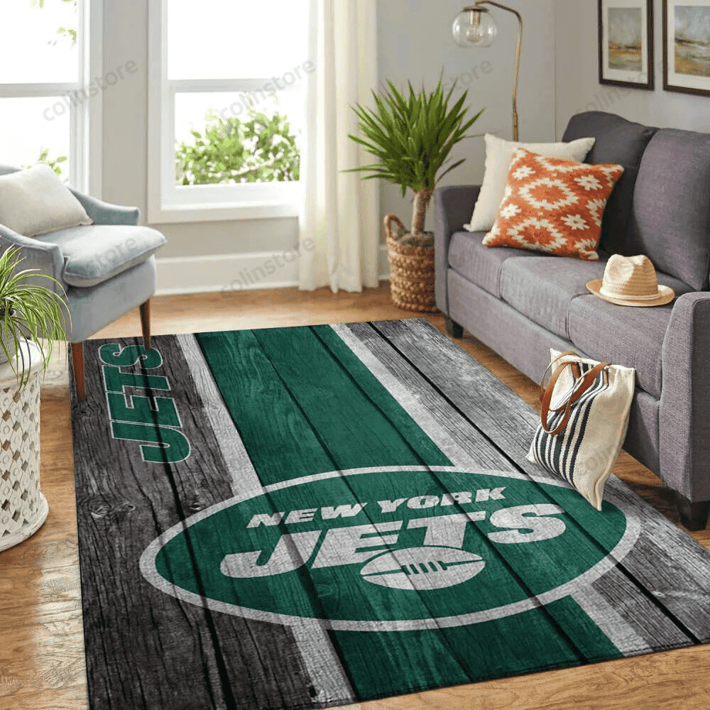 New York Jets Team Logo Rectangle Area Rug – Full Print Carpet For Living Room & Bedroom Home Decor