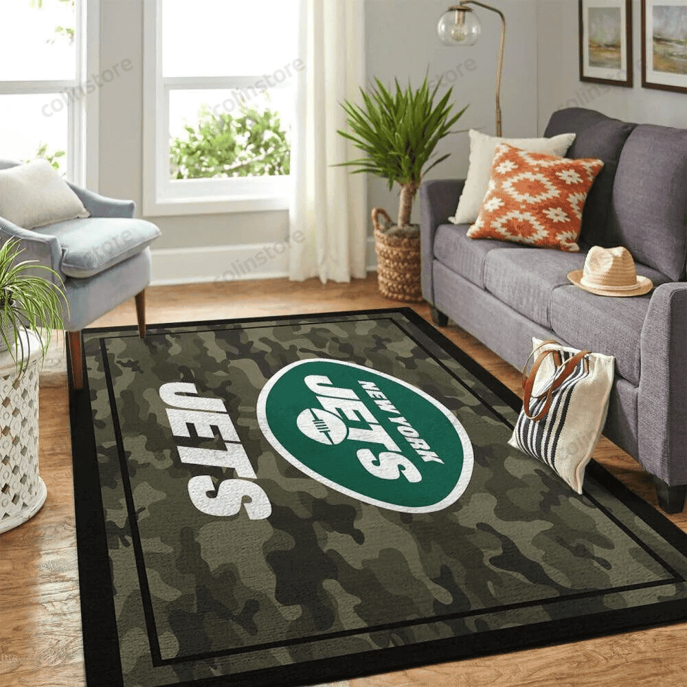 New York Jets Team Logo Rectangle Area Rug – Full Print Carpet For Living Room & Bedroom Home Decor