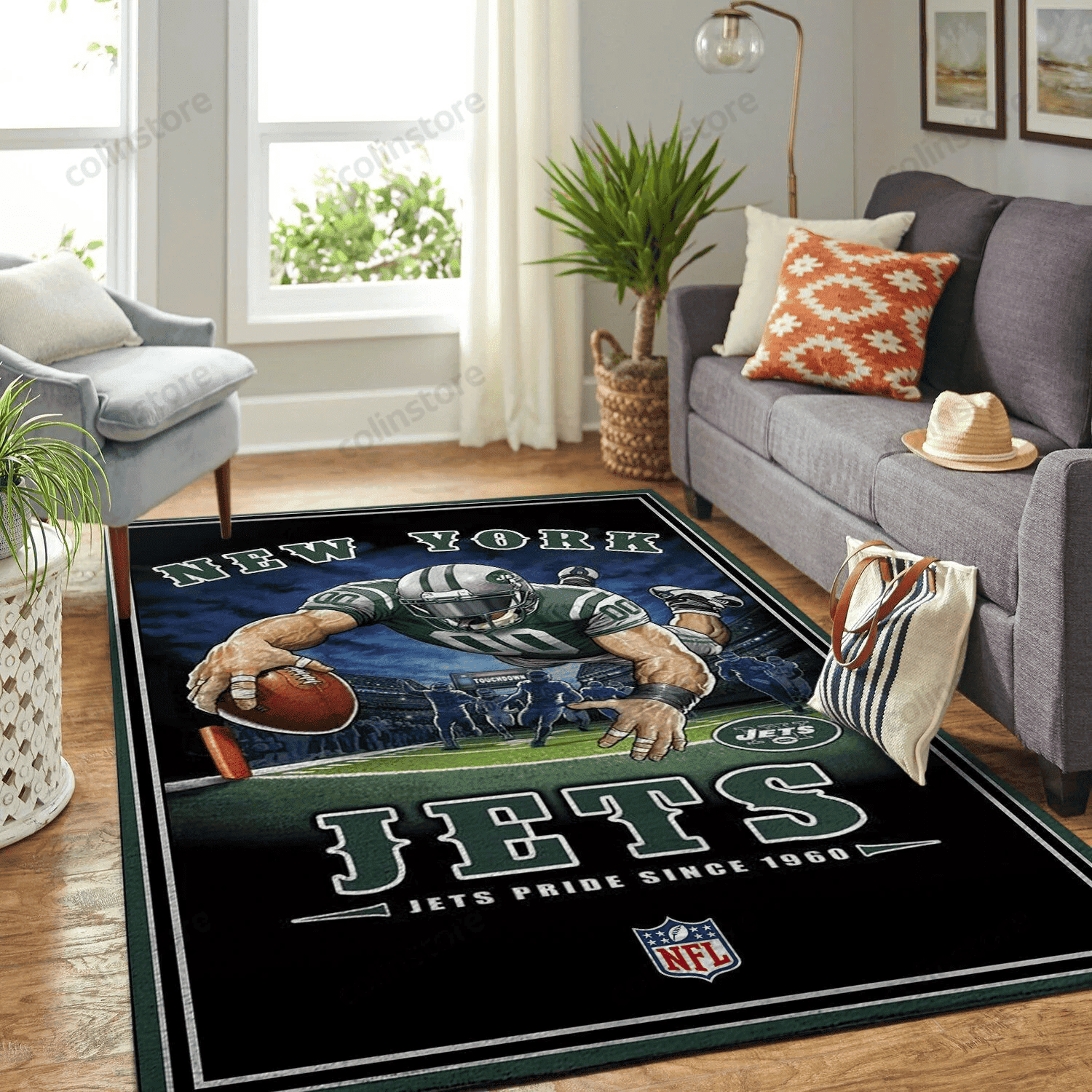 New York Jets Team Pride Nice Gift Rectangle Area Rug – Full Print Carpet For Living Room & Bedroom Home Decor
