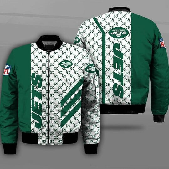 New York Jets White Green Bomber Jacket | NFL Team Jacket for Men & Women | Football Fan Gift