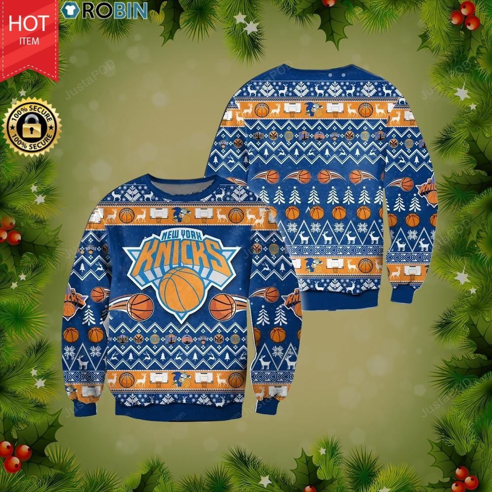 New York Knicks Basketball Team Ugly Christmas Sweater Perfect Holiday Gift