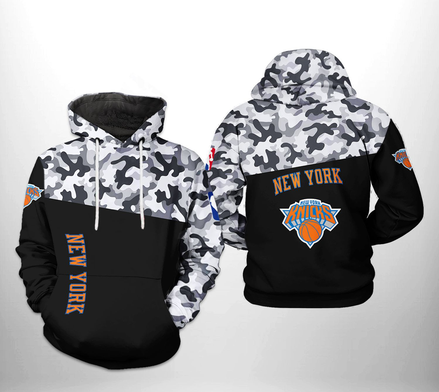 New York Knicks NBA Camo Veteran Team 3D All Over Print Hoodie & Zip Hoodie