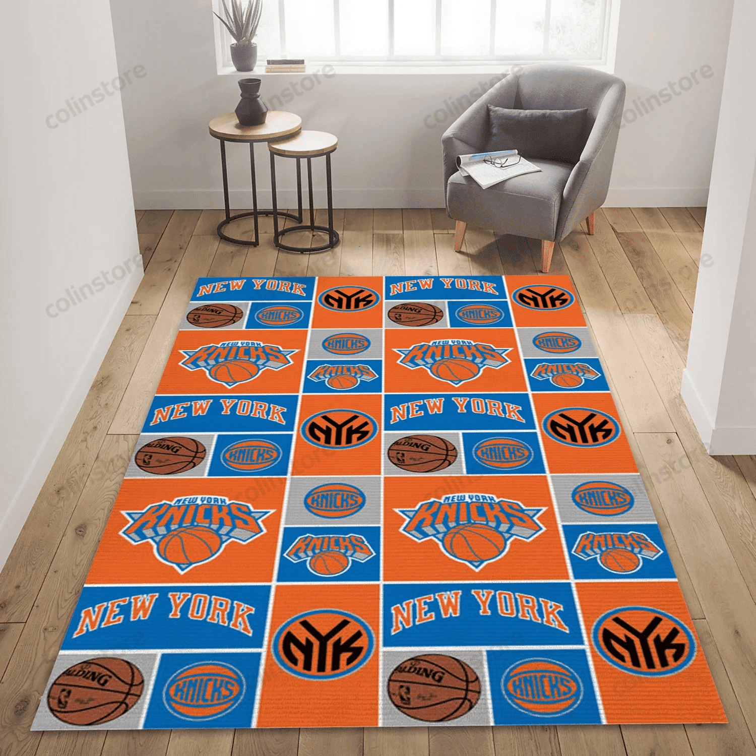 New York Knicks Patterns 1 Rectangle Area Rug – Full Print Carpet For Living Room & Bedroom Home Decor