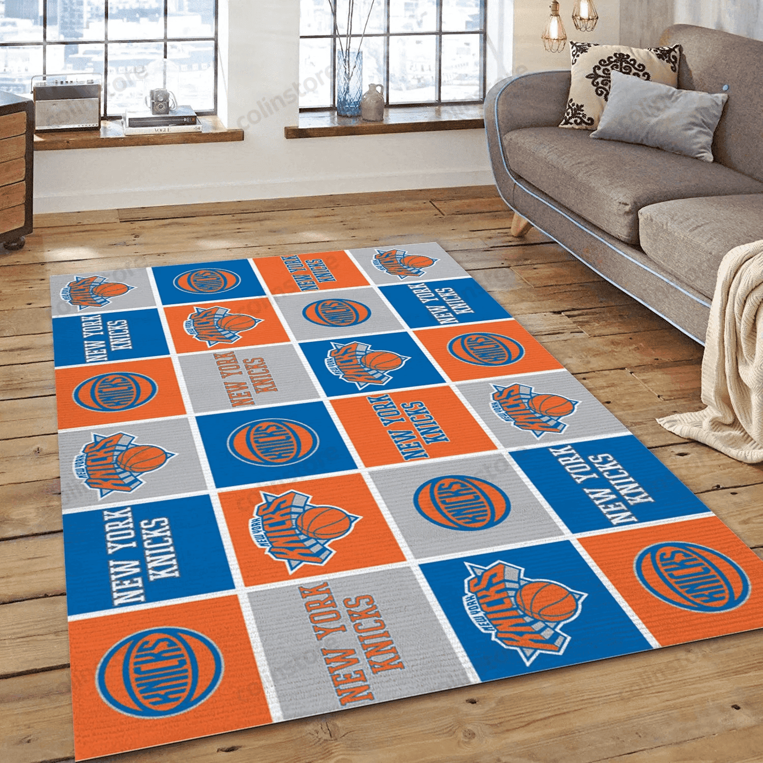 New York Knicks Patterns Rectangle Area Rug – Full Print Carpet For Living Room & Bedroom Home Decor