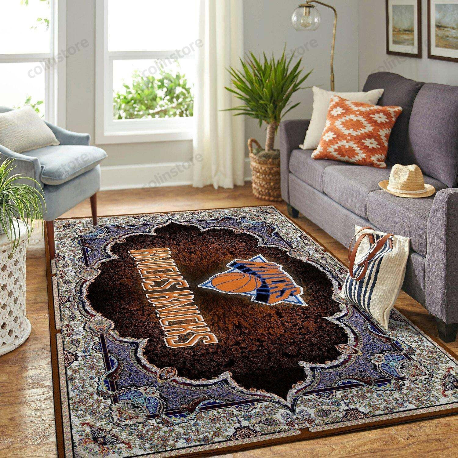 New York Knicks Persian Rectangle Area Rug – Full Print Carpet For Living Room & Bedroom Home Decor