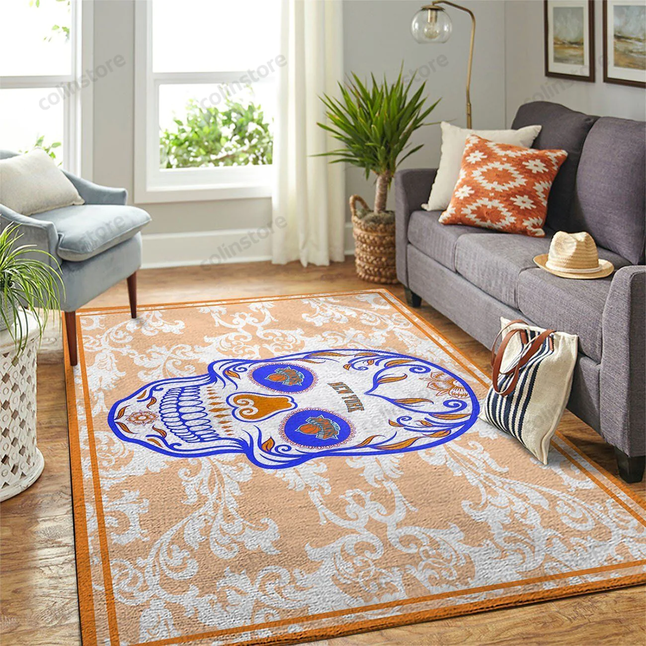 New York Knicks Rectangle Area Rug – Full Print Carpet For Living Room & Bedroom Home Decor