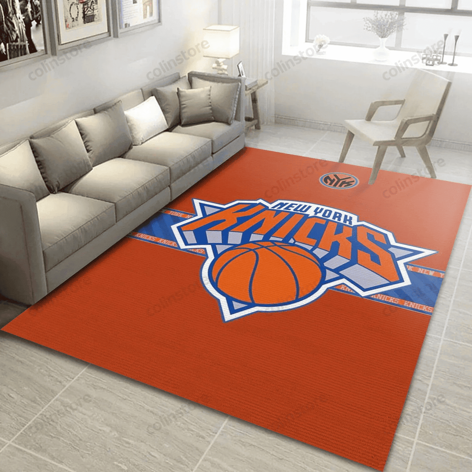 New York Knicks Team 3D Rectangle Area Rug – Full Print Carpet For Living Room & Bedroom Home Decor