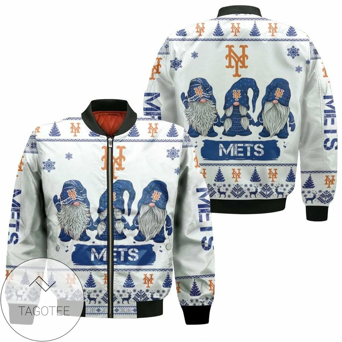 New York Mets Christmas Gnomes Bomber Jacket | MLB Team Jacket for Men & Women | Baseball Fan Gift
