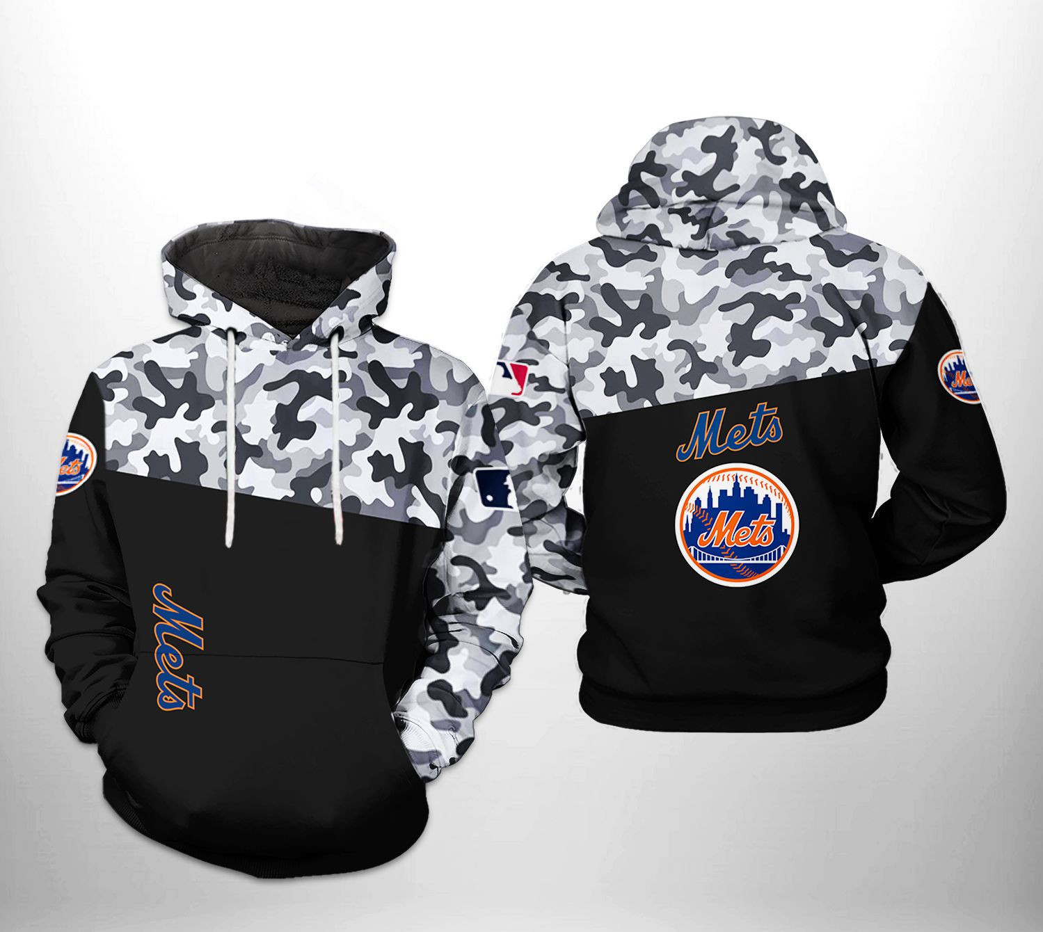 New York Mets MLB Camo Veteran 3D All Over Print Hoodie & Zip Hoodie