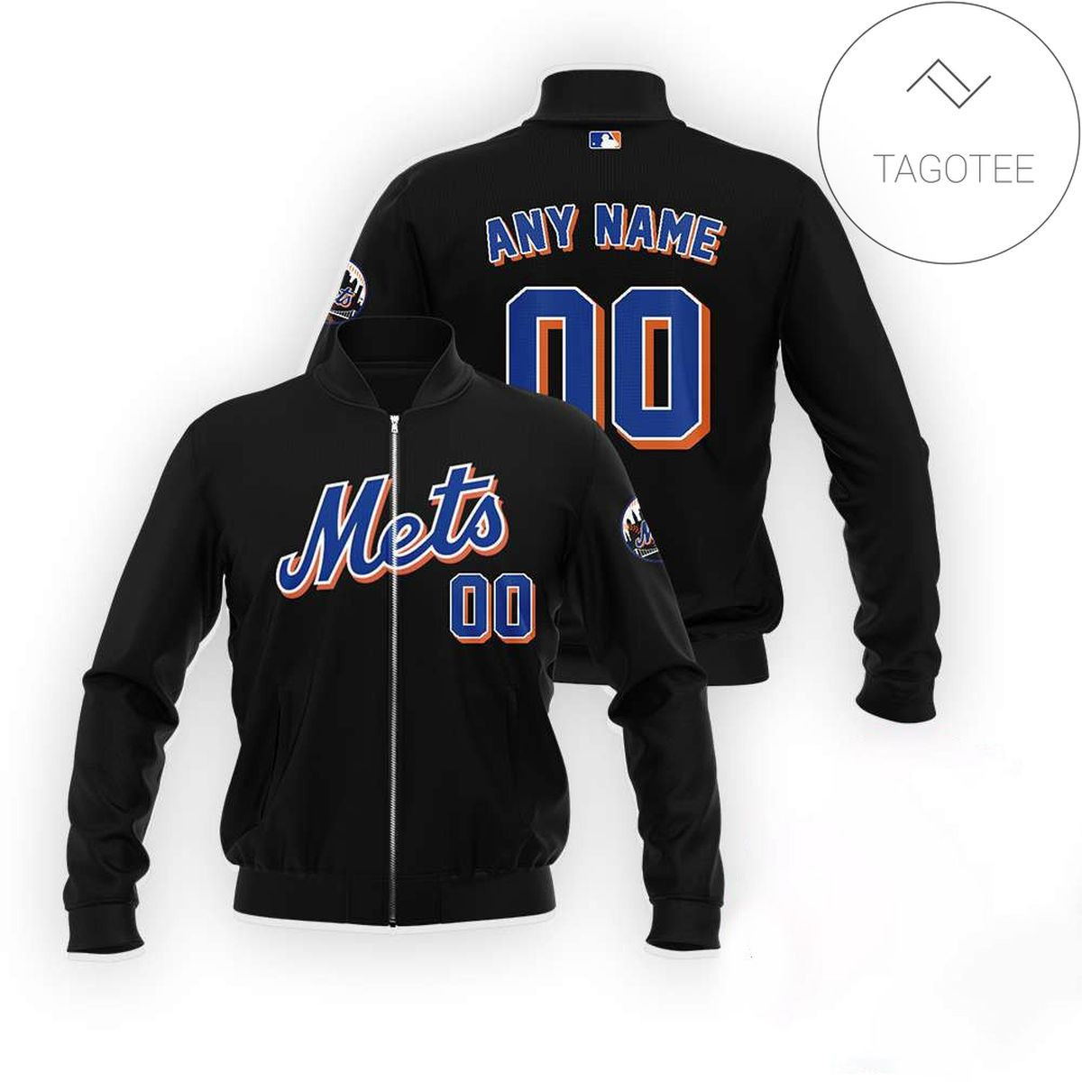 New York Mets Personalized Name Number Black Bomber Jacket | MLB Team Jacket for Men & Women | Baseball Fan Gift