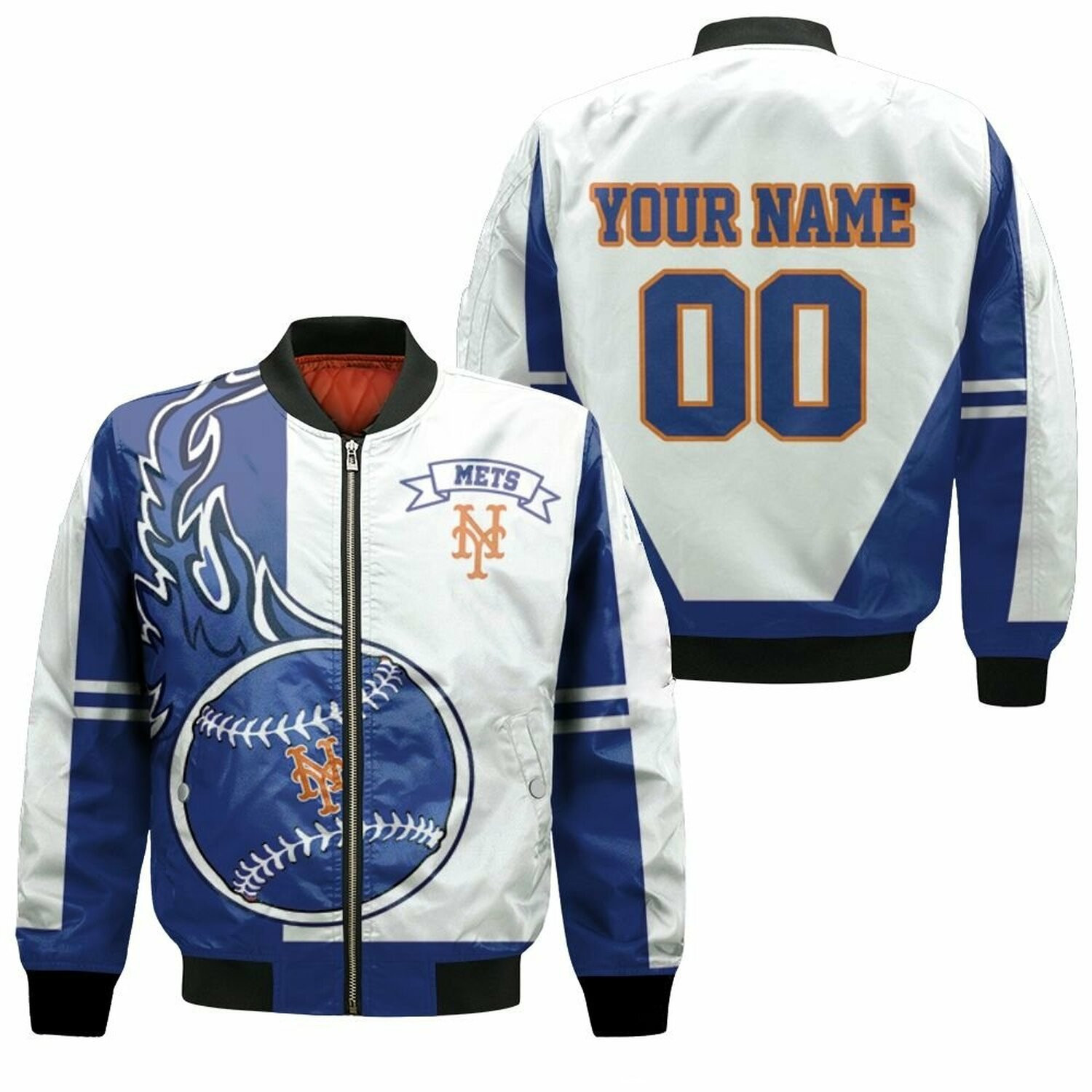 New York Mets Personalized Name Number Bomber Jacket | MLB Team Jacket for Men & Women | Baseball Fan Gift