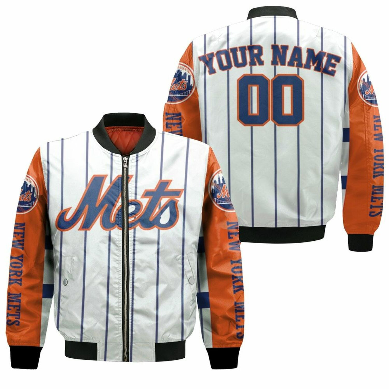 New York Mets Personalized Name Number Bomber Jacket | MLB Team Jacket for Men & Women | Baseball Fan Gift