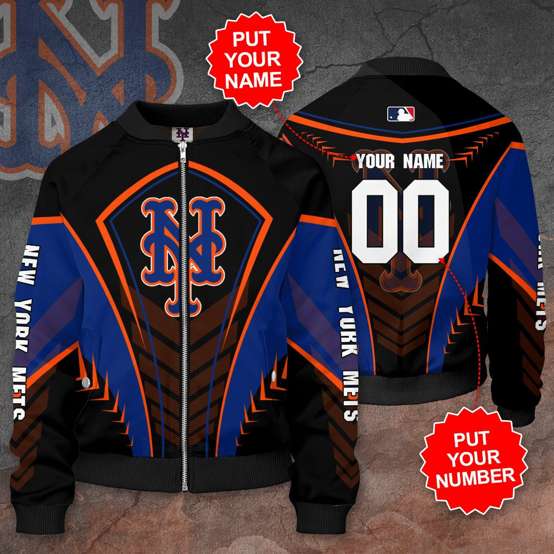 New York Mets Personalized Name Number Bomber Jacket | MLB Team Jacket for Men & Women | Baseball Fan Gift
