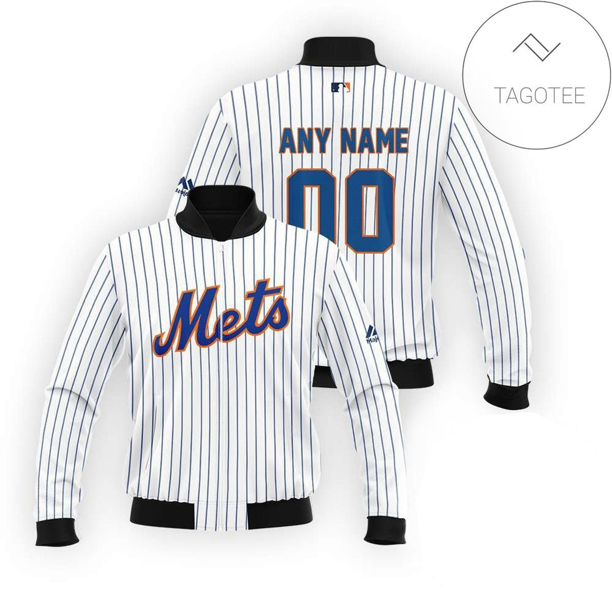 New York Mets Personalized Name Number Orange White Bomber Jacket | MLB Team Jacket for Men & Women | Baseball Fan Gift