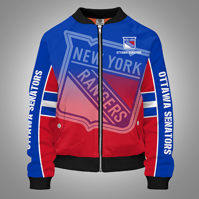 New York Rangers Bomber Jacket | NHL Team Jacket for Men & Women | Hockey Fan Gift