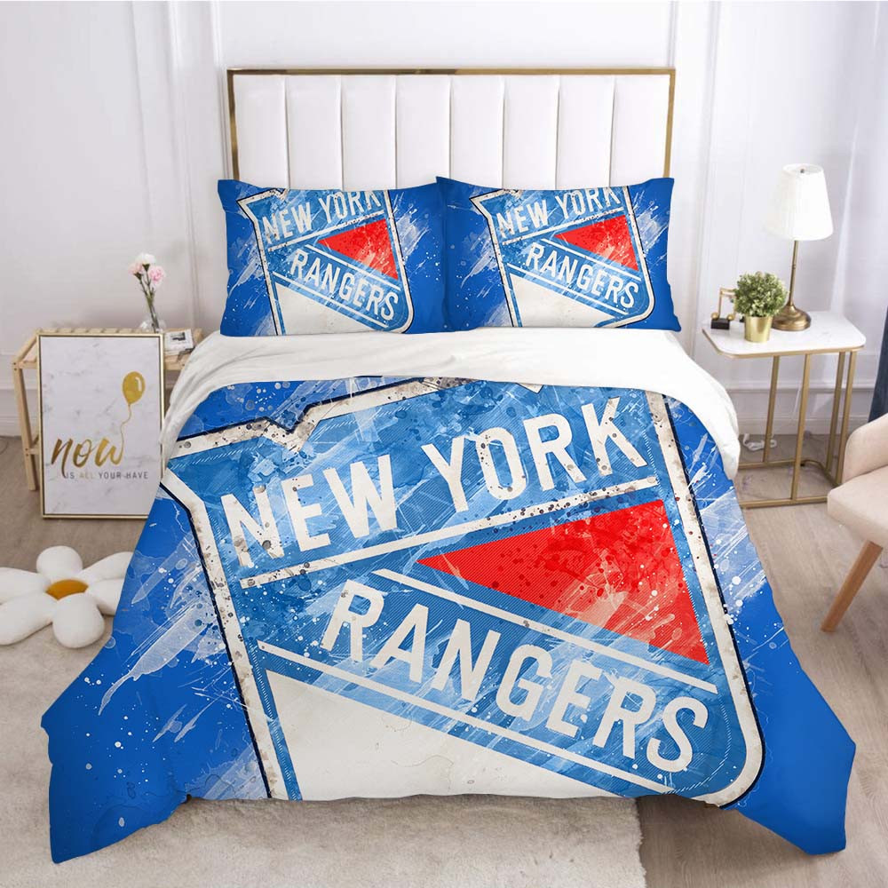 New York Rangers Hockey League Duvet Cover Quilt Cover Pillowcase Bedding Set Bed Linen Home Bedroom Decor