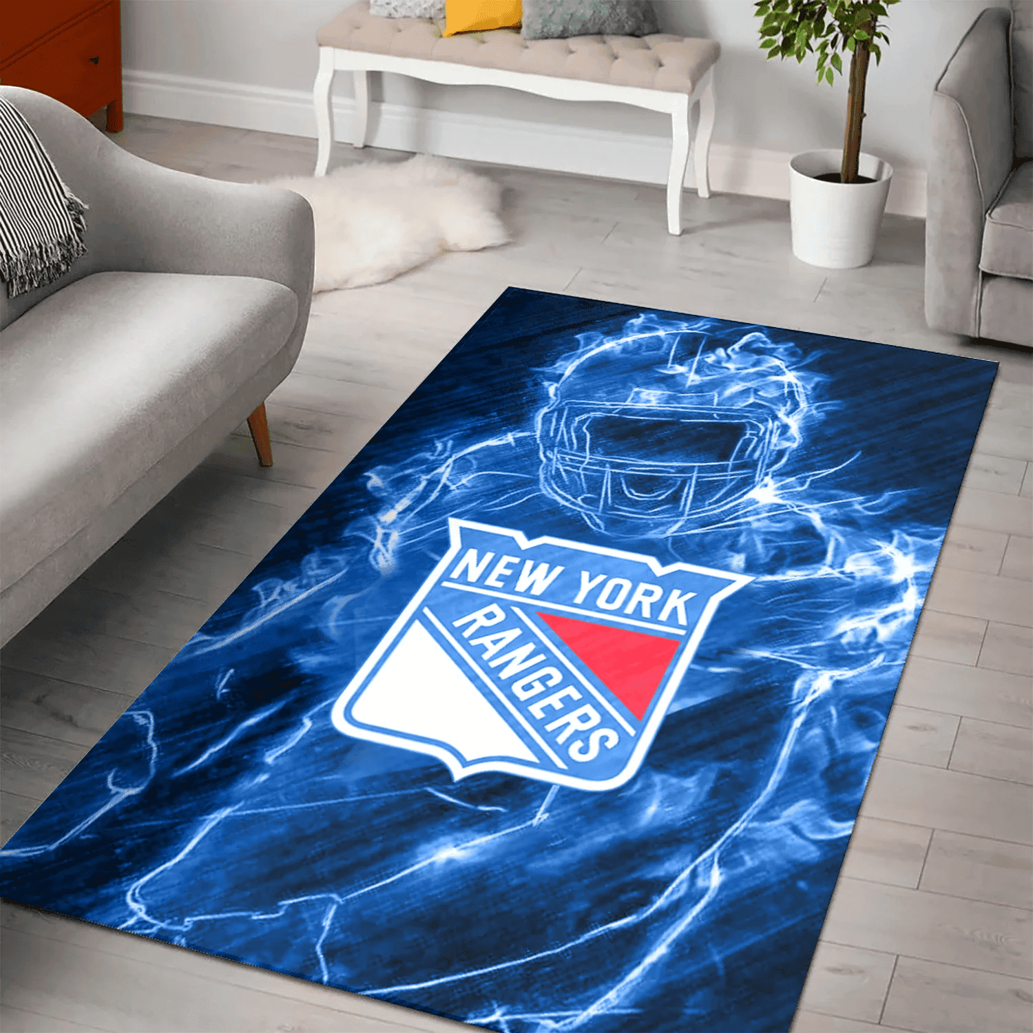 New York Rangers Legend 3D Full Print Rectangle Area Rug – Full Print Carpet For Living Room & Bedroom Home Decor