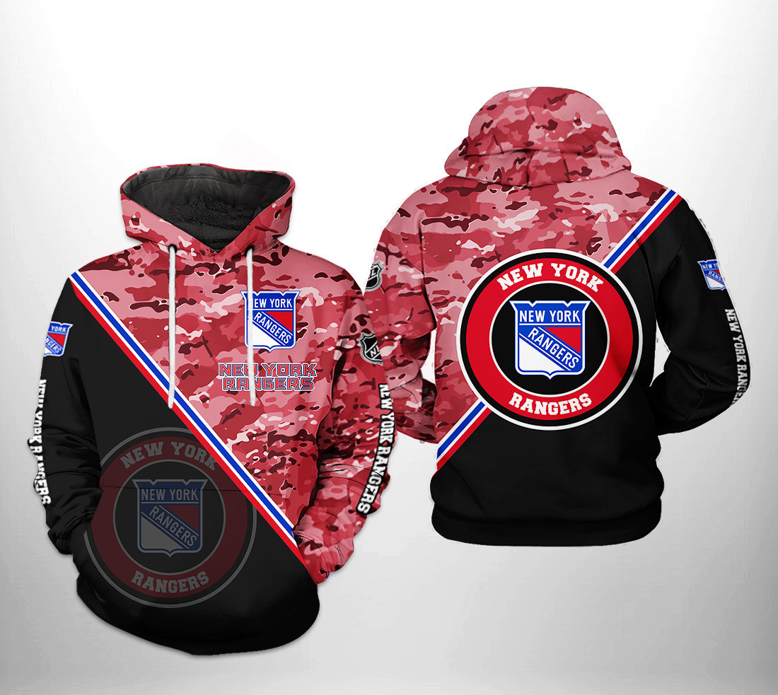New York Rangers NHL Camo Team 3D All Over Print Hoodie & Zip Hoodie