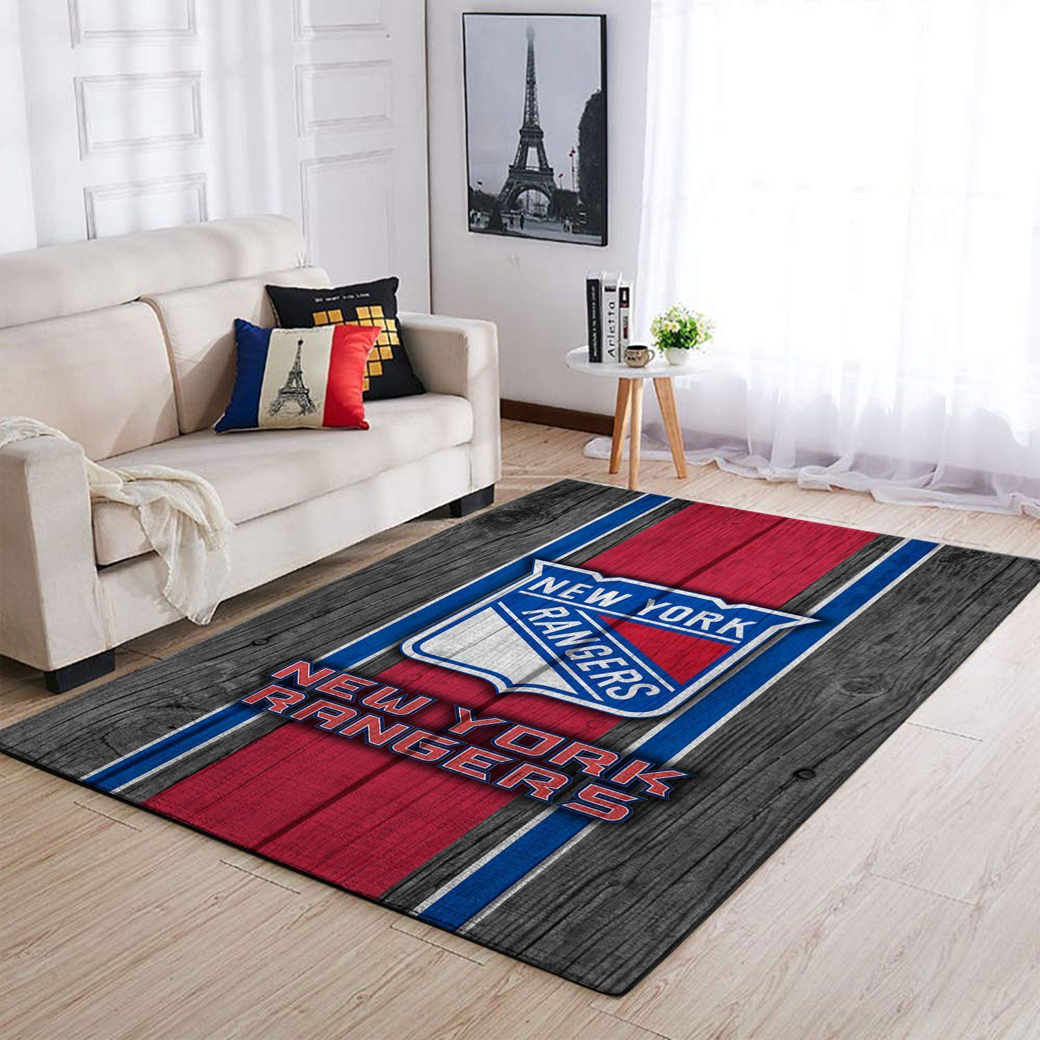 New York Rangers Team Logo Rectangle Area Rug – Full Print Carpet For Living Room & Bedroom Home Decor